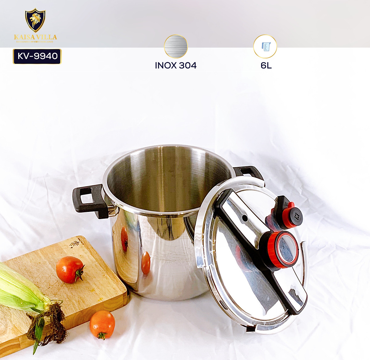 Nồi Áp Suất Kaisa Villa 8L, Inox 304 Dùng Được Cho Mọi Loại Bếp